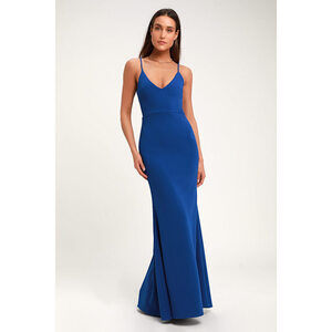 Lulus Infinite Glory Royal Blue Maxi Dress XL Formal Evening Wedding Guest
